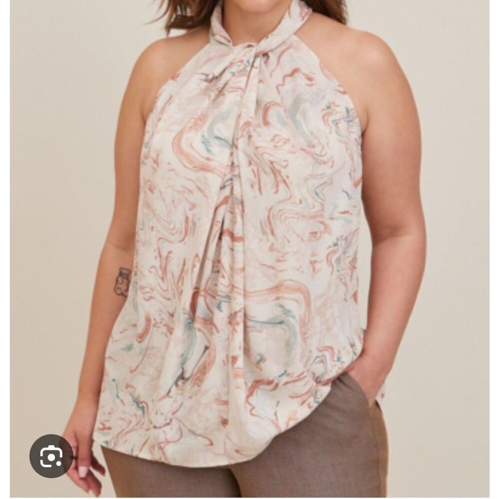 Torrid Georgette Knot Front High Neck Blouse